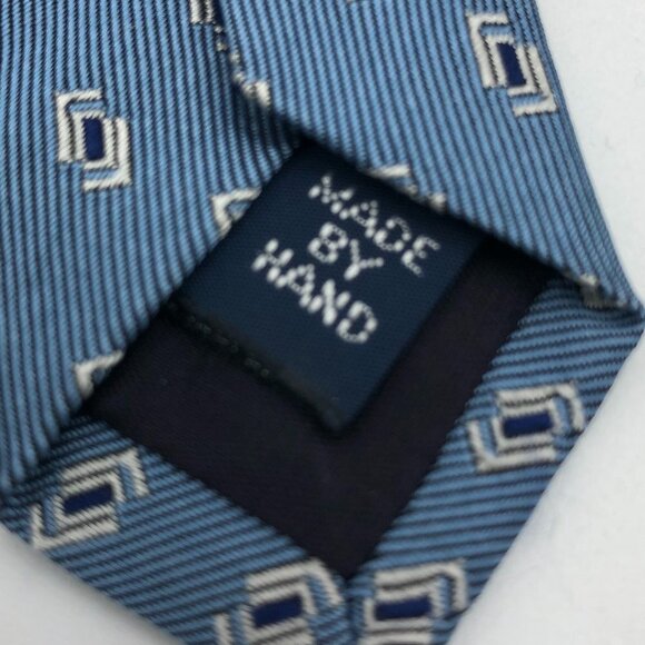 Polo by Ralph Lauren Blue and White Hand Made Silk Tie - Picture 5 of 5